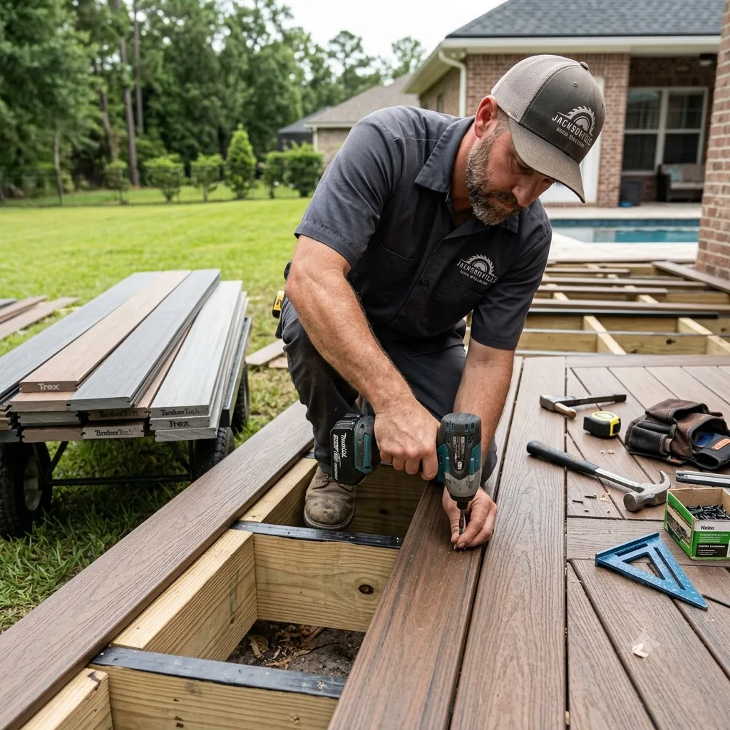 Composite deck installation with Trex and TimberTech boards in Jacksonville FL
