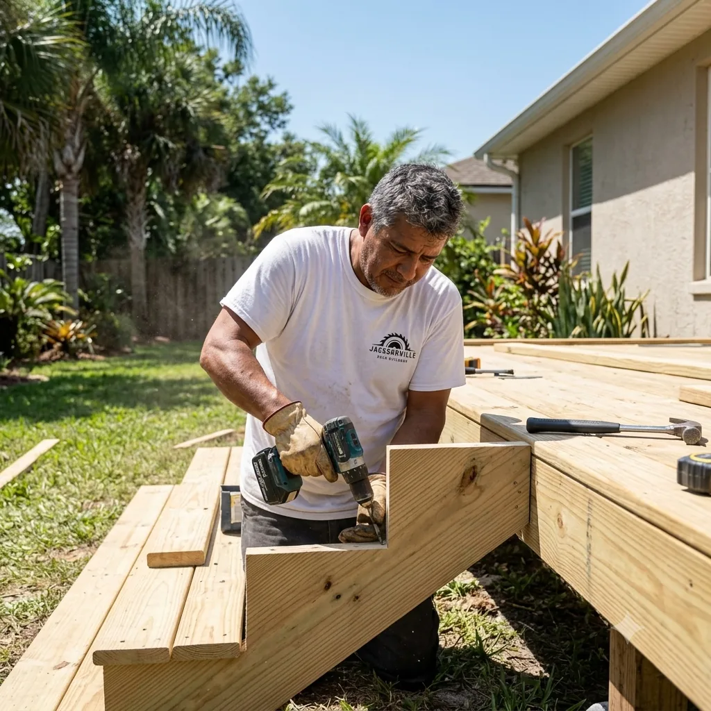 Evening deck installation in Jacksonville FL
